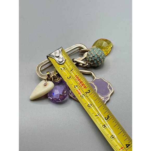 Vintage Swarovski Pin Brooch with Detachable Charms Pendants Loaded Dangling Pin - Picture 10 of 13